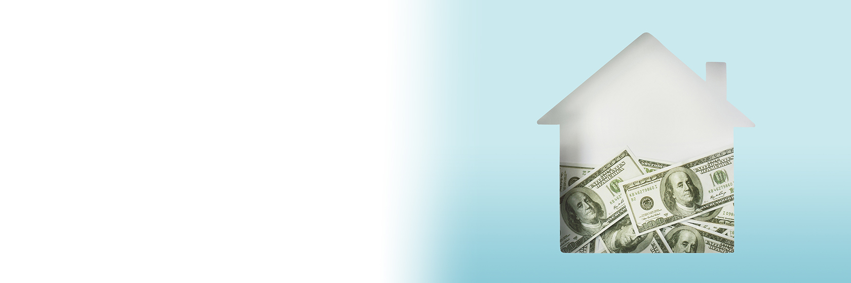 Image of a house cutout filled with cash