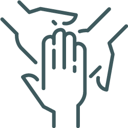 icon of hands crossing from three angles