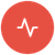 red round icon with a heartbeat line in middle