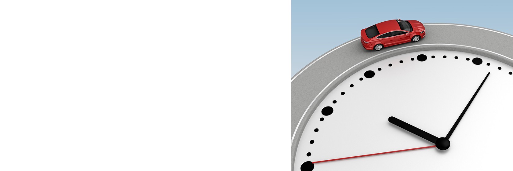 Image of a small red vehicle driving on a clock